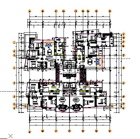 دانلود نقشه (پلان) آپارتمان دو و سه خواب(کد2880)