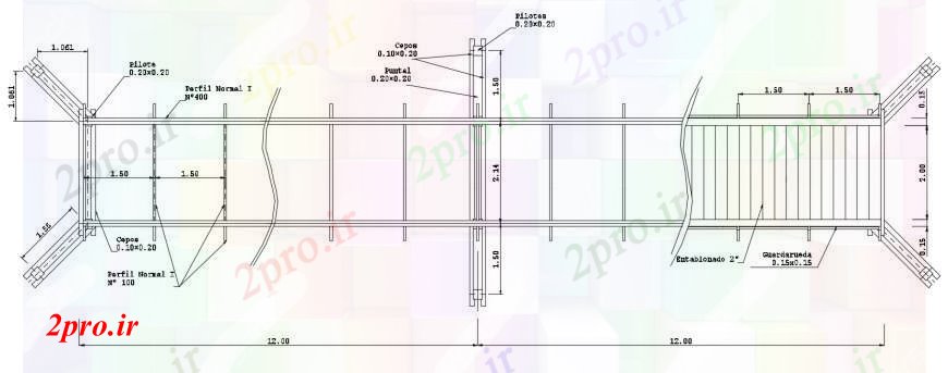دانلود نقشه جزئیات ساخت پل پل طرحی دو بعدی  طراحی نمای  detials در   اتوکد (کد100062)