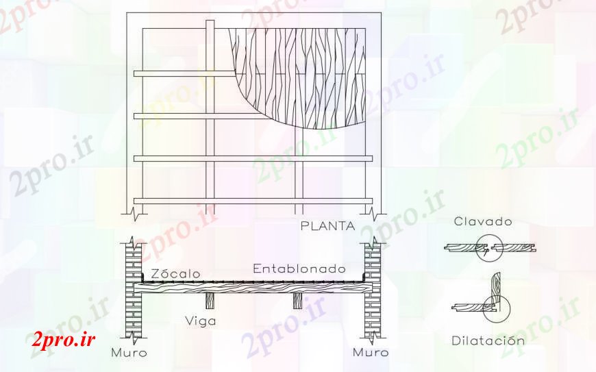 دانلود نقشه جزئیات ساخت و ساز طراحی و سازه اشکوب کوتاه چوبی جزئیات ساختار  فی (کد100063)
