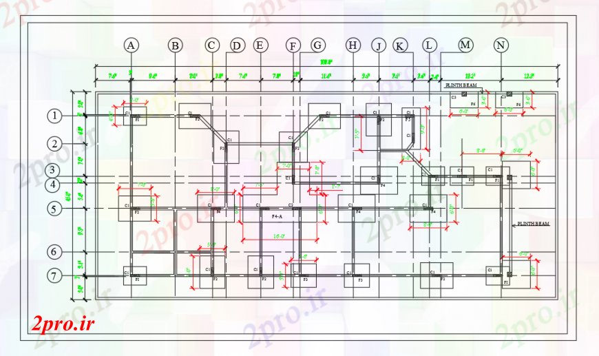 دانلود نقشه طراحی اتوکد پایه ساختار بنیاد دراز کردن جزئیات طرح (کد100066)