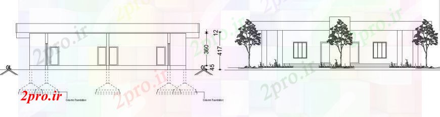 دانلود نقشه مسکونی  ، ویلایی ، آپارتمان   طراحی نما  تک دان  خانه (کد100080)