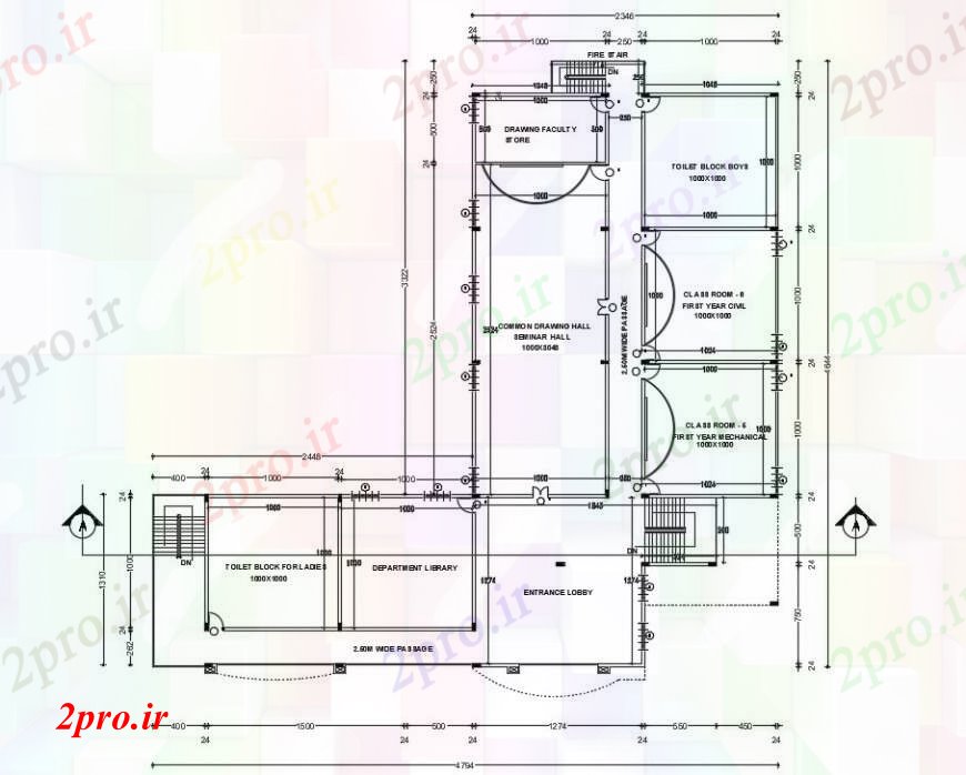 دانلود نقشه دانشگاه ، آموزشکده ، مدرسه ، هنرستان ، خوابگاه -   دو بعدی  از ساختمان مدرسه کف طرحی بندی  طرحی  اتوکد (کد100085)