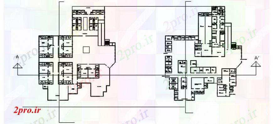 دانلود نقشه بیمارستان - درمانگاه - کلینیک از طرحی های طبقه بیمارستان 11 در 18 متر (کد100139)