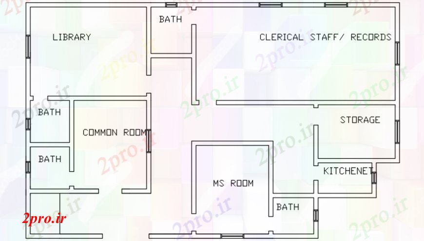 دانلود نقشه بیمارستان - درمانگاه - کلینیک دفتر مدیریت یک بیمارستان 11 در 18 متر (کد100142)