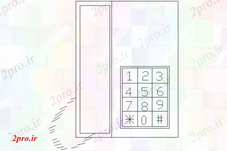 دانلود نقشه بلوک ، آرام ، نماد تلفن قدیمی بالای صفحه   دو بعدی  بلوک طراحی جزئیات (کد100216)
