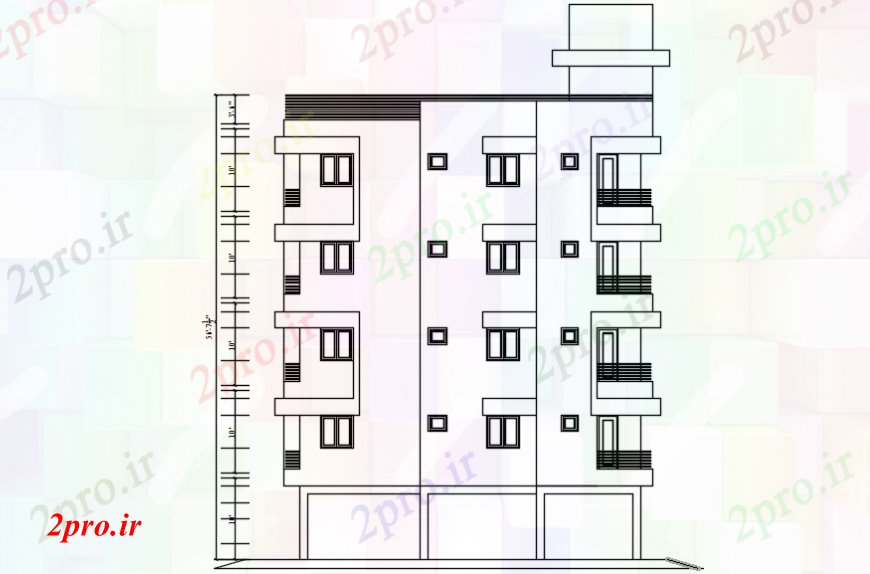 دانلود نقشه مسکونی  ، ویلایی ، آپارتمان  ر جزئیات طراحی نما جانبی آپارتمان   ساخت و ساز (کد100290)