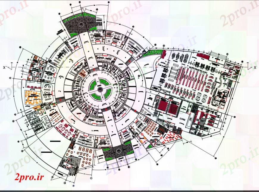 دانلود نقشه معماری معروف نقشه های  دو بعدی  از مبلمان میدان طرحی   خودرو (کد100326)