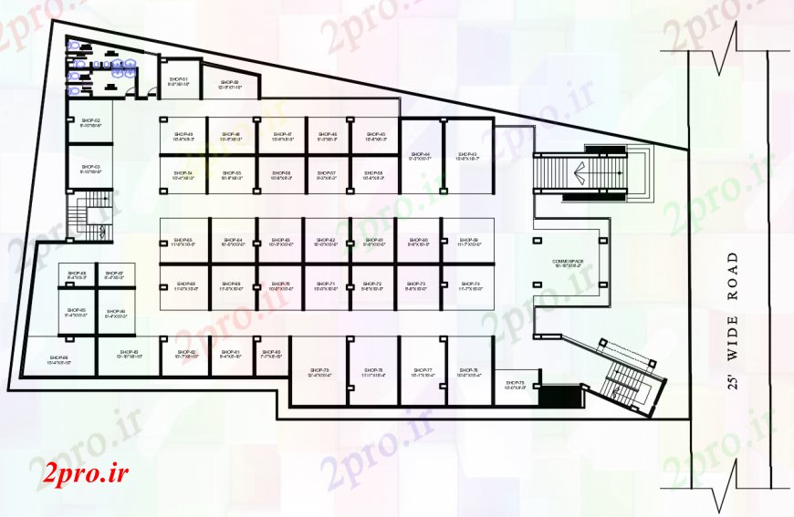 دانلود نقشه تئاتر چند منظوره - سینما - سالن کنفرانس - سالن همایشد طراحی طرحی طبقه اول 22 در 44 متر (کد100360)