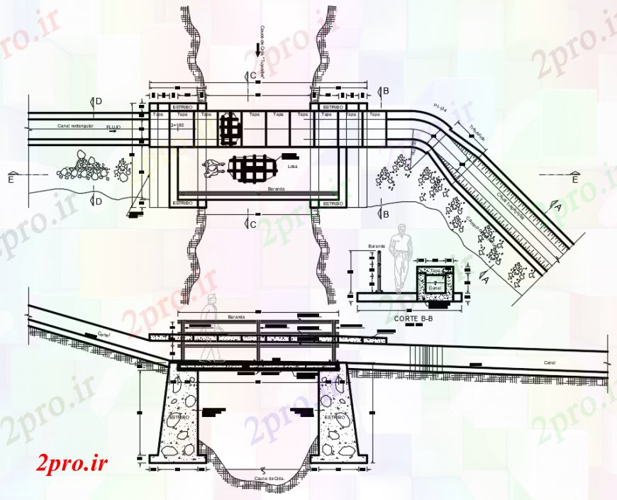 دانلود نقشه جزئیات ساخت پل  د طراحی بتن عبور   خودرو (کد100375)