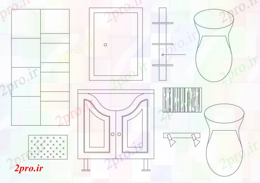 دانلود نقشه بلوک مبلمان چند مبلمان مشترک بلوک نما طراحی جزئیات  (کد100423)