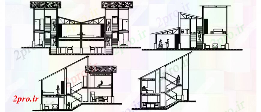 دانلود نقشه مسکونی  ، ویلایی ، آپارتمان   از چند طبقه بخش مسکن شهری (کد100437)