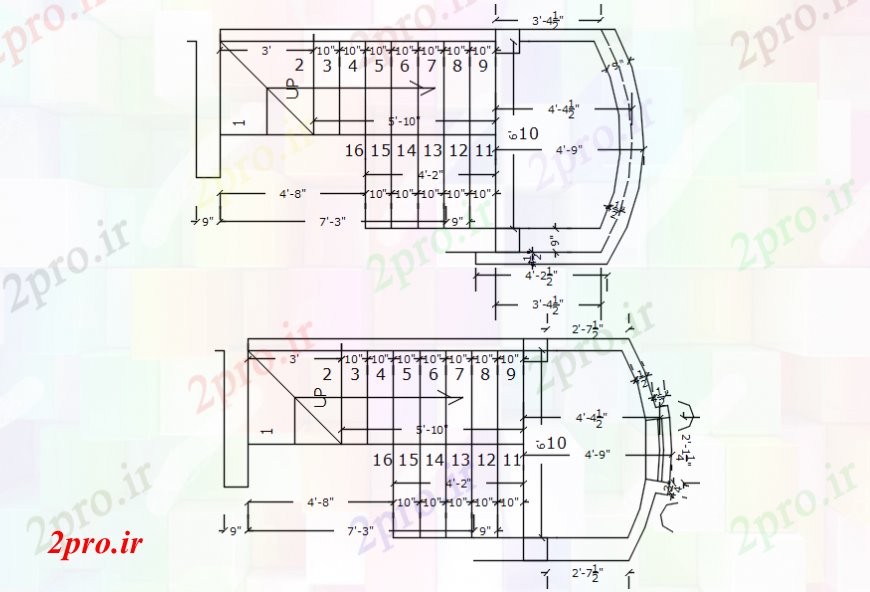 دانلود نقشه مسکونی  ، ویلایی ، آپارتمان   طرحی کابین پله معمولی (کد100452)