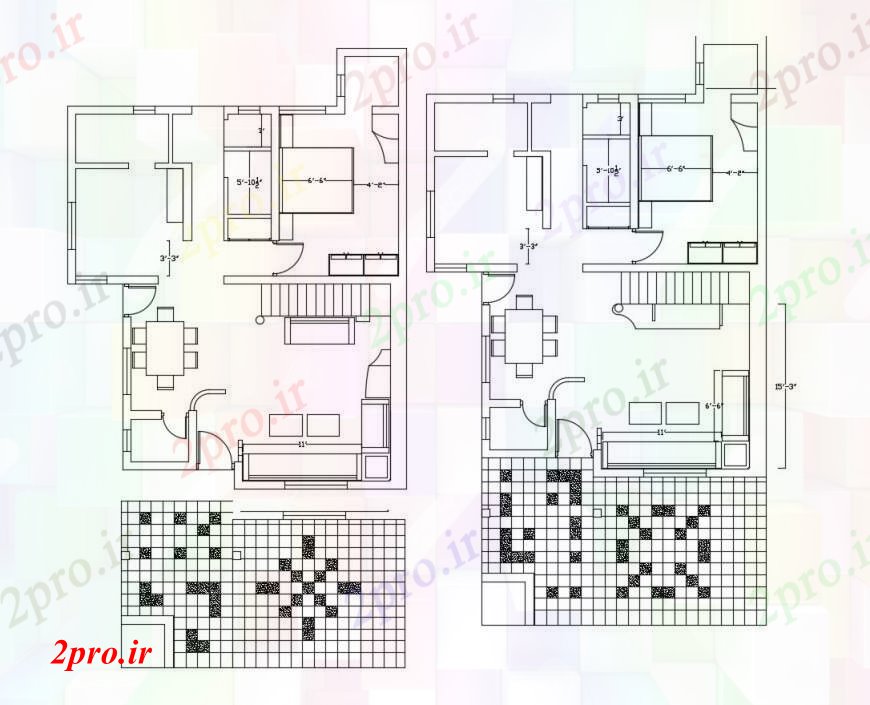 دانلود نقشه مسکونی  ، ویلایی ، آپارتمان  دوقلو خانه مسکونی توزیع طرحی های (کد100464)