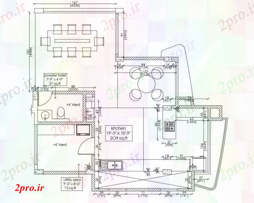 دانلود نقشه مسکونی  ، ویلایی ، آپارتمان  طراحی خانه یک خانواده با مبلمان و ابعاد  (کد100465)