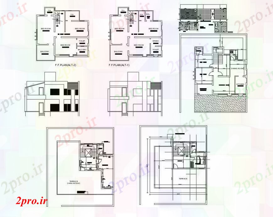 دانلود نقشه مسکونی  ، ویلایی ، آپارتمان  خانه اصلی و پشت نما، طرحی طبقه و ساختار طراحی جزئیات  (کد100471)