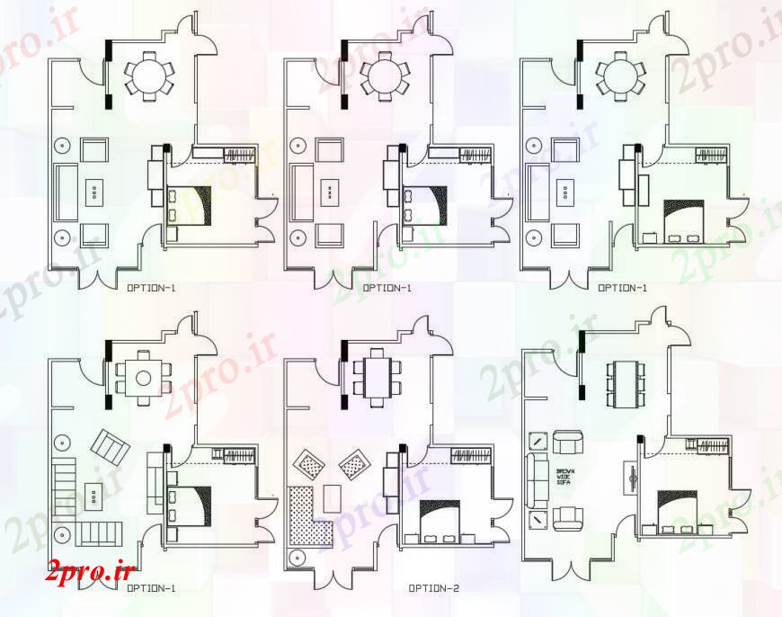 دانلود نقشه مسکونی  ، ویلایی ، آپارتمان  خانه های چند اتاق و اتاق خواب طرحی های  (کد100474)