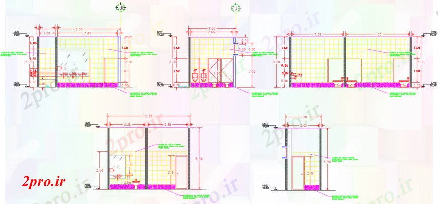 دانلود نقشه حمام مستر د طراحی از حمام نما خودرو 5 در 7Quality2 متر (کد100484)