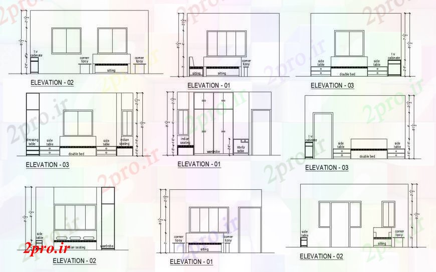 دانلود نقشه حمام مستر اتاق خواب هتل نماات متعدد  (کد100513)