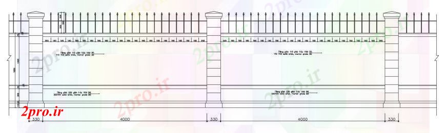 دانلود نقشه جزئیات ساخت و ساز   طراحی جزئیات دیوار مرزی اتوکد (کد100527)