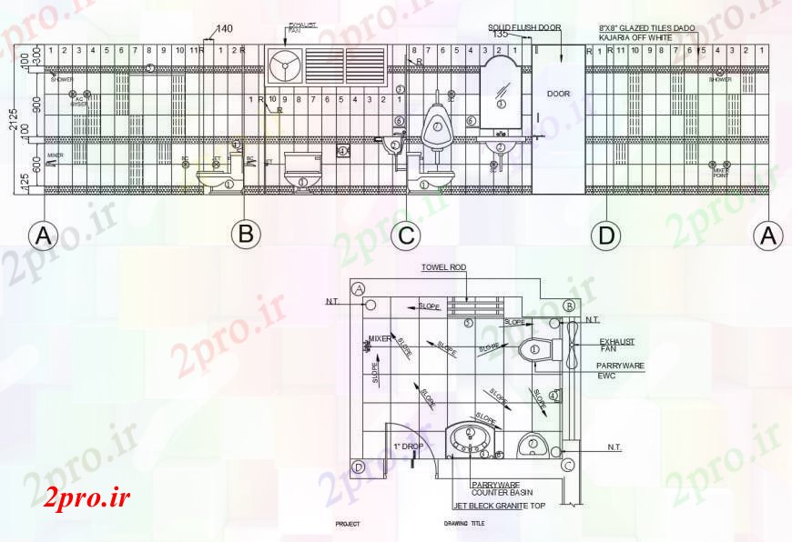 دانلود نقشه حمام مستر توالت نما دیوار، بخش اصلی، برنامه ریزی و نصب و راه اندازی طراحی جزئیات  (کد100536)