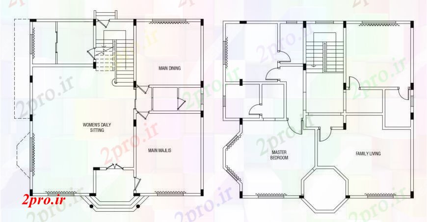 دانلود نقشه مسکونی  ، ویلایی ، آپارتمان  طرحی طبقه جزئیات از خانه دو بعدی    اتوکد  (کد100547)