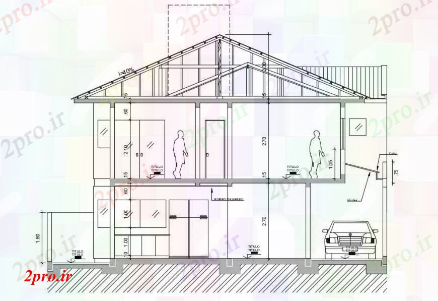 دانلود نقشه مسکونی  ، ویلایی ، آپارتمان   طراحی مقطعی جزئیات از خانه دو بعدی   (کد100553)