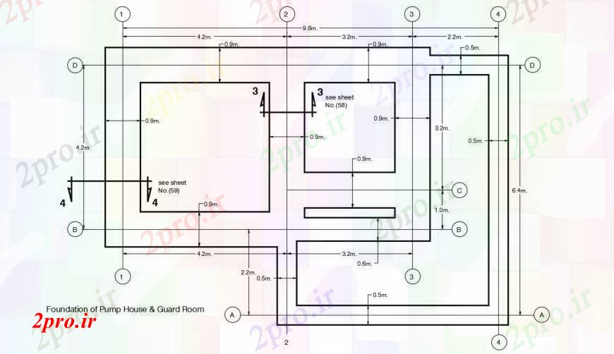 دانلود نقشه طراحی اتوکد پایه جزئیات بنیاد طراحی های پمپ  خانه (کد100574)