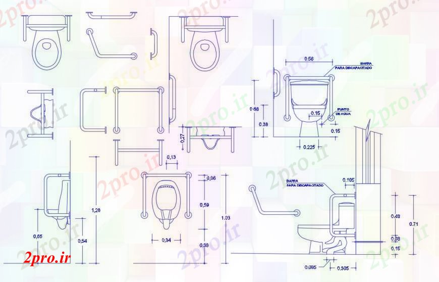 دانلود نقشه بلوک های بهداشتی رگبار و بخش ورق توالت و نما  (کد100597)