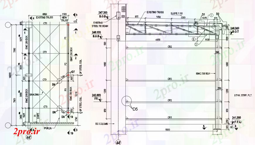 دانلود نقشه جزئیات ساخت و ساز طراحی  دو بعدی  شیب   خودرو (کد100609)