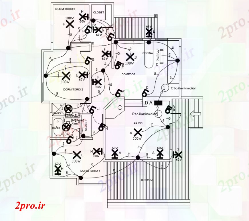 دانلود نقشه جزئیات ساخت و ساز د طراحی نصب و راه اندازی الکتریکی خودکار 14 در 17 متر (کد100633)