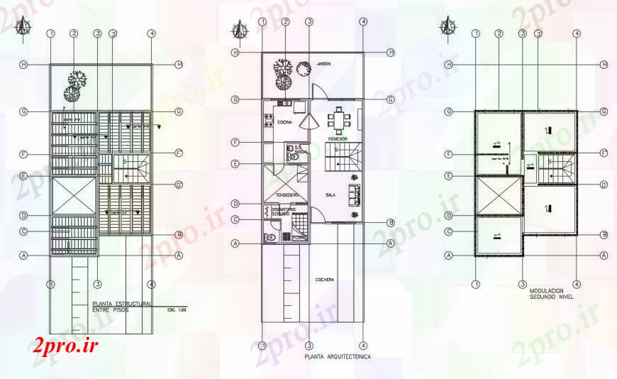 دانلود نقشه مسکونی  ، ویلایی ، آپارتمان  پوشش طرح، طبقه اول و طبقه تراس طرحی  (کد100635)