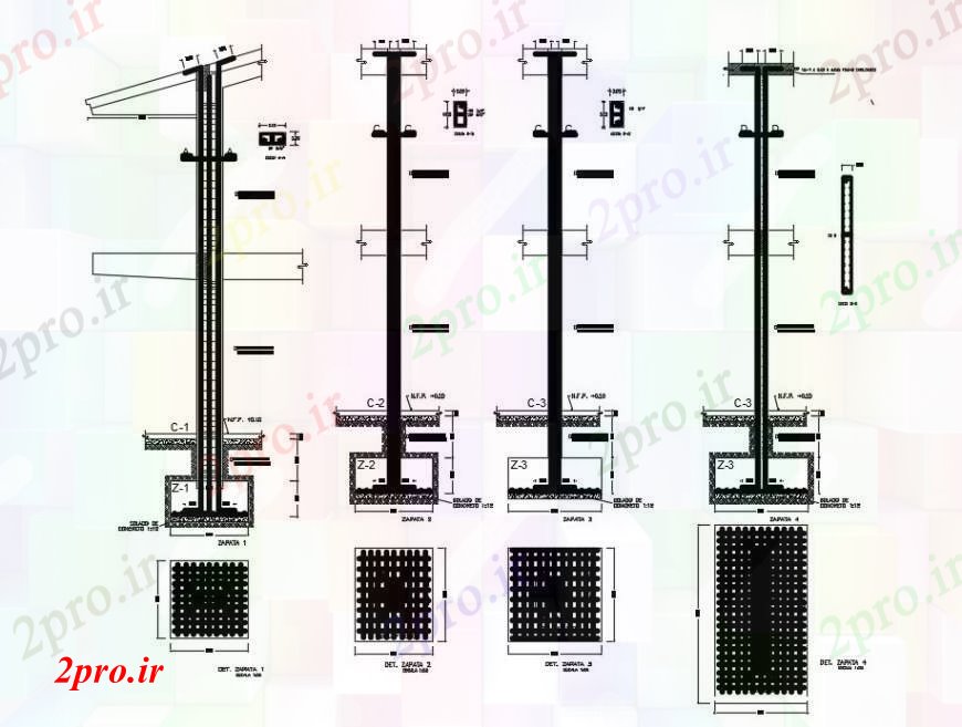 دانلود نقشه جزئیات ستون نقشه های  از طرحی ستون و جزئیات مقطعی  (کد100640)