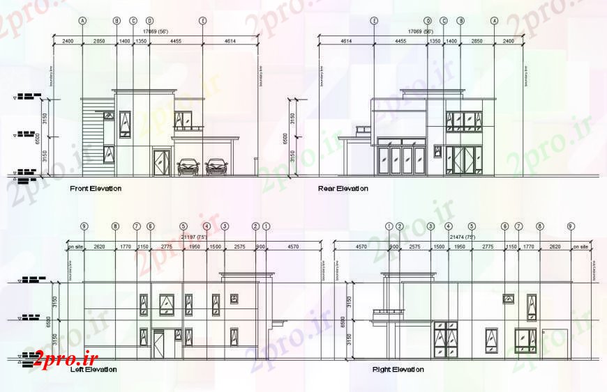 دانلود نقشه مسکونی  ، ویلایی ، آپارتمان  افرا ویلا تمام  نما طرفه طراحی جزئیات  (کد100651)