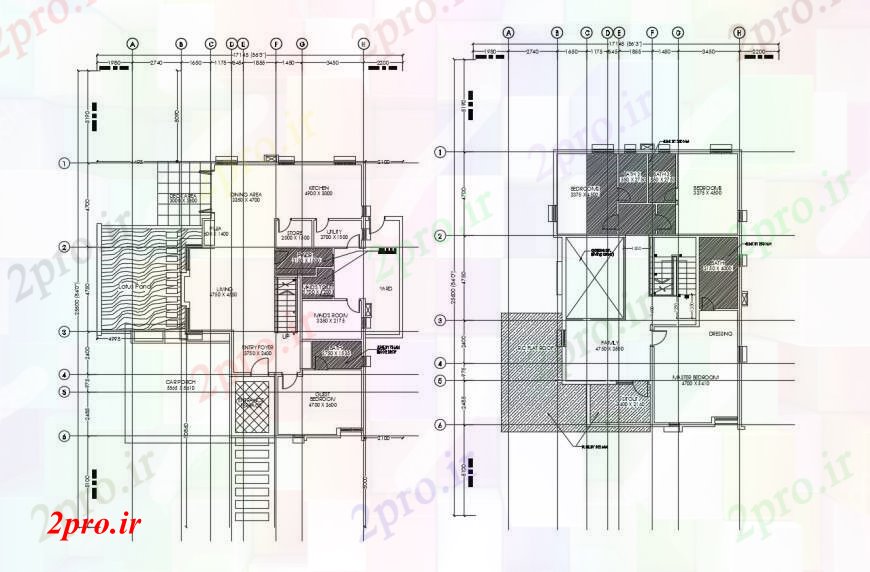 دانلود نقشه مسکونی  ، ویلایی ، آپارتمان  زمین و اولین طرحی توزیع کف جزئیات افرا ویلا  (کد100653)