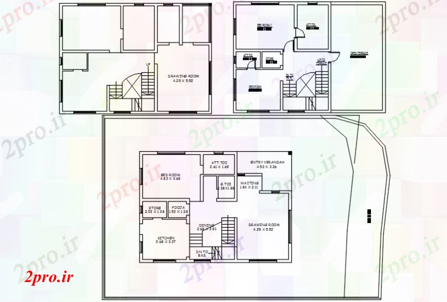 دانلود نقشه مسکونی  ، ویلایی ، آپارتمان  مدرن پلان خانه بالای جزئیات دو بعدی  (کد100702)