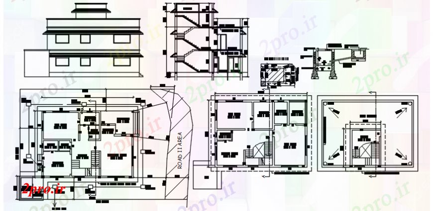 دانلود نقشه مسکونی ، ویلایی ، آپارتمان لوکس خانههای ویلایی بزرگ 9 در 12 متر (کد100711)