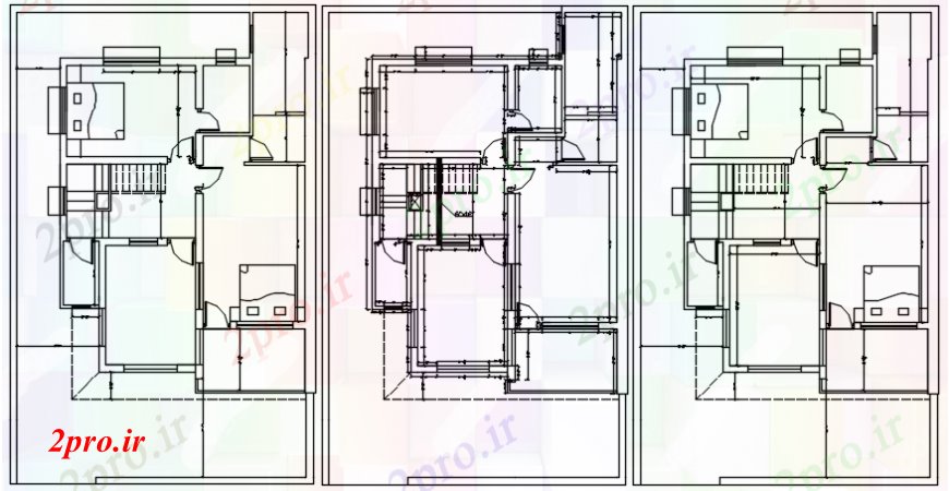 دانلود نقشه مسکونی  ، ویلایی ، آپارتمان  محل اقامت طبقه  جزئیات (کد100722)