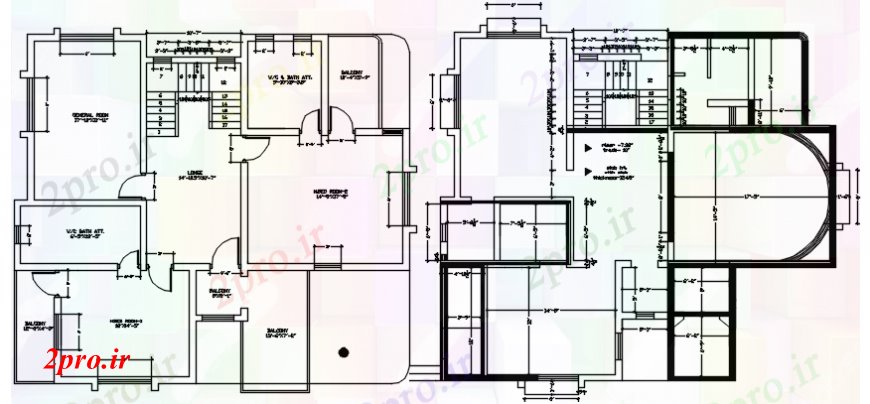 دانلود نقشه مسکونی  ، ویلایی ، آپارتمان  طبقه همکف و اول طراحی طبقه پروژه محل اقامت (کد100732)