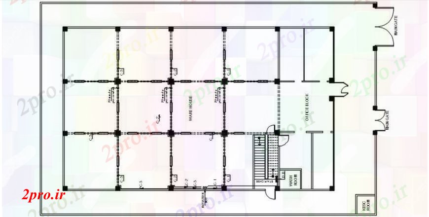 دانلود نقشه  ساختمان دولتی ، سازمانی  د طراحی انبار   خودرو (کد100756)