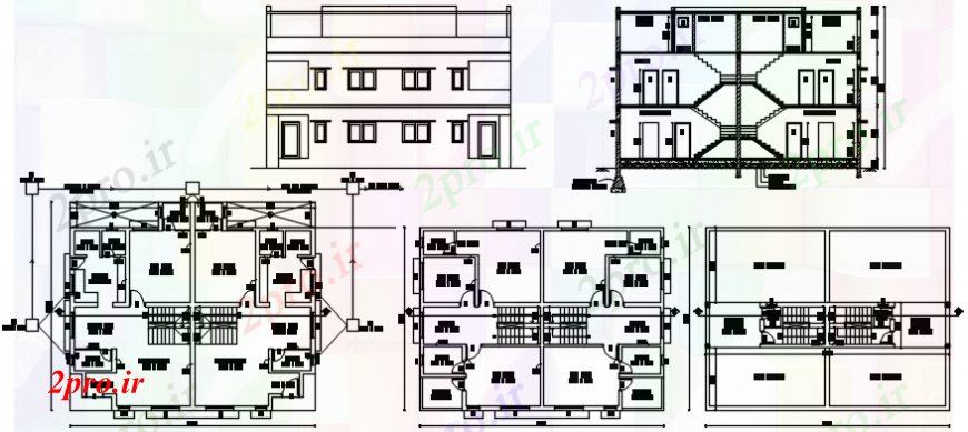 دانلود نقشه مسکونی ، ویلایی ، آپارتمان نما یک خانه مدرن 12 در 23 متر (کد100760)