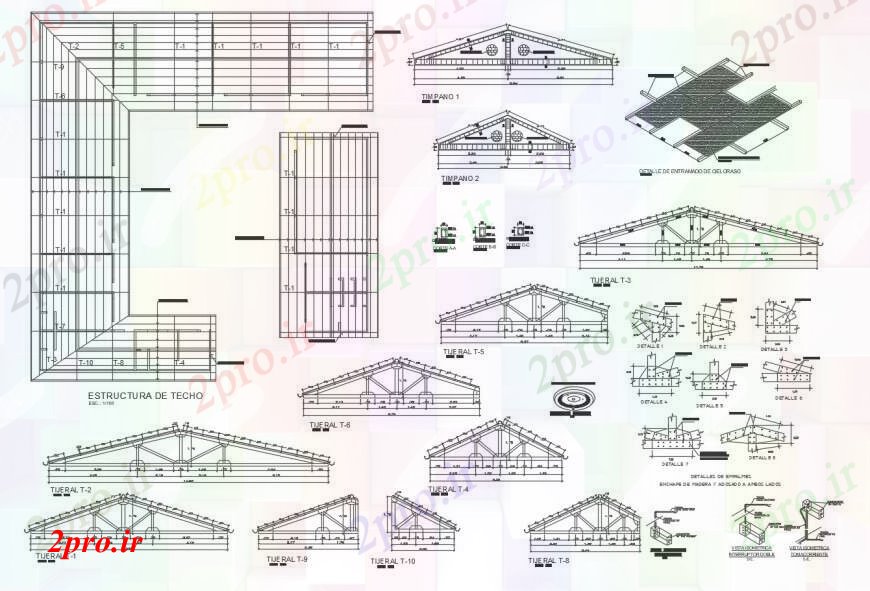دانلود نقشه طراحی جزئیات ساختار بخش سقف، طرحی پوشش و جزئیات ساختار سازنده دانشگاه ، آموزشکده ساخت (کد100794)