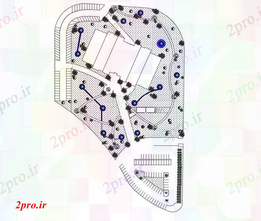 دانلود نقشه باغ باغ ساختار سالن سالن محوطه سازی جزئیات 42 در 77 متر (کد100895)