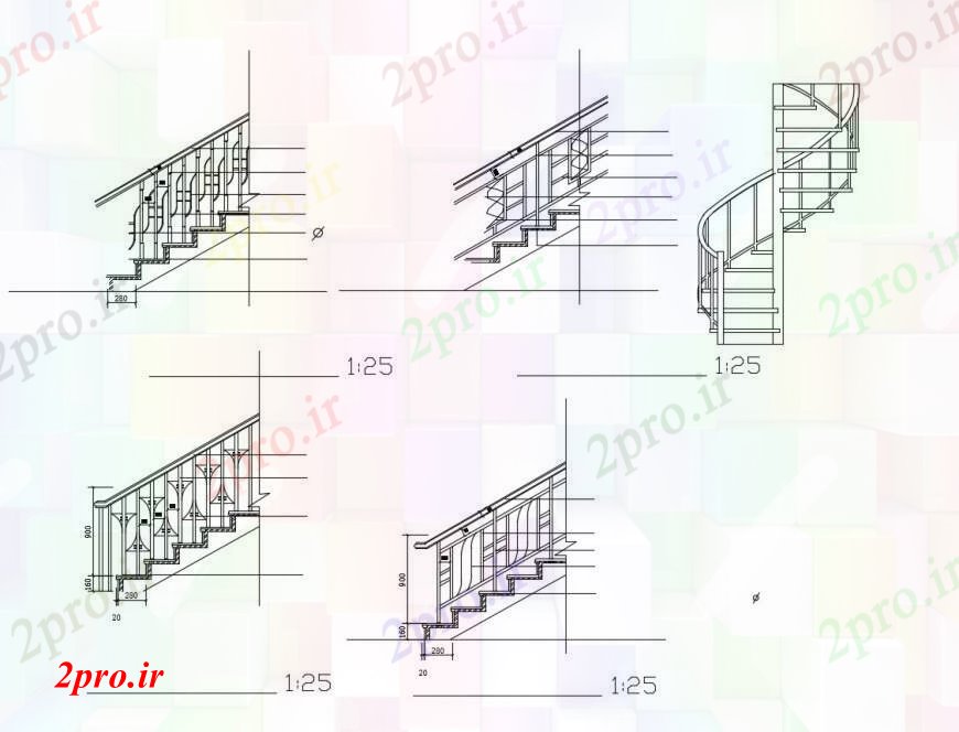 دانلود نقشه بلوک ، آرام ، نماد خلاق راه پله چندین بلوک  (کد100899)