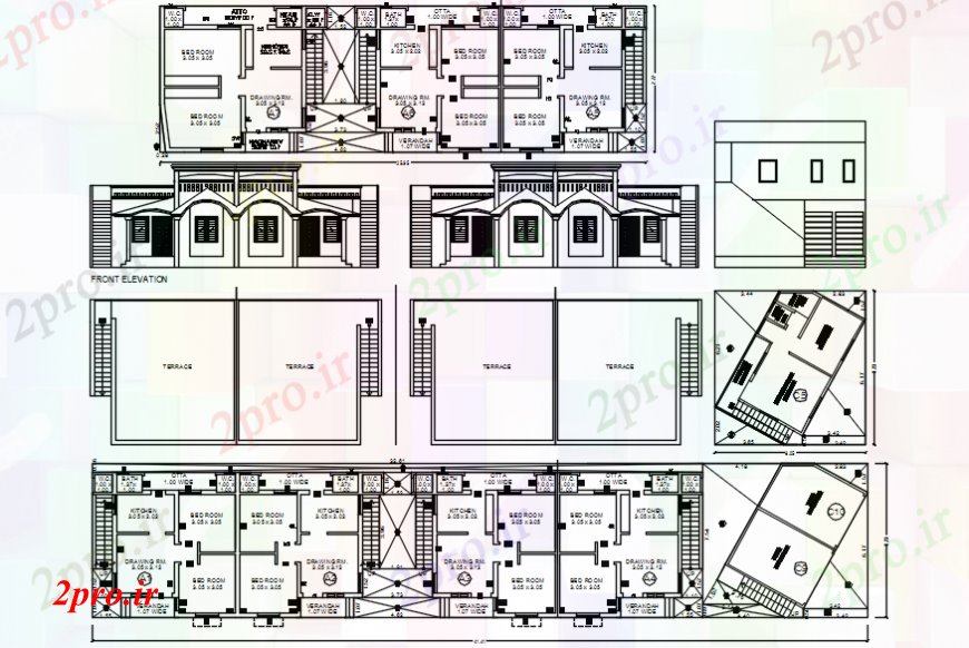 دانلود نقشه مسکونی  ، ویلایی ، آپارتمان  نما از خانههای ویلایی و مبلمان (کد100922)