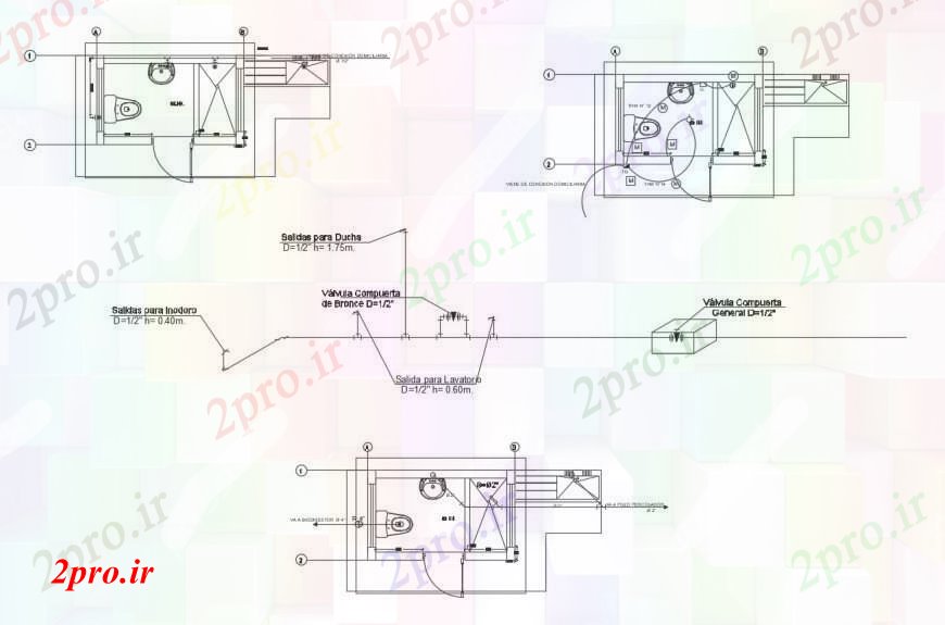 دانلود نقشه حمام مستر برنامه توالت کوچک و نصب و راه اندازی طراحی جزئیات  (کد100950)