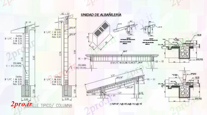 دانلود نقشه جزئیات ستون ستون نمونه از بخش توالت و ساخت و ساز جزئیات (کد100953)