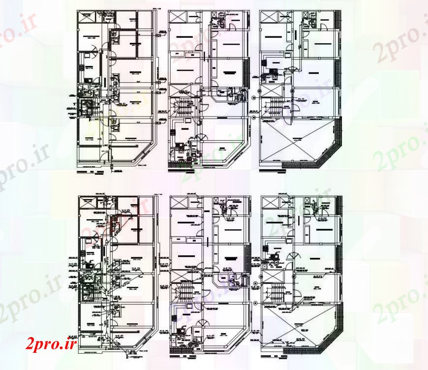 دانلود نقشه مسکونی  ، ویلایی ، آپارتمان  آپارتمان توزیع کف ساختمان با  نصب و راه اندازی لوله کشی طراحی جزئیات  (کد100960)