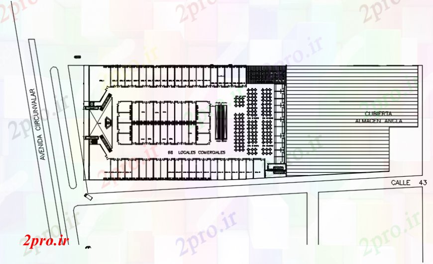 دانلود نقشه هایپر مارکت - مرکز خرید - فروشگاه مرکز خرید طراحی های 80 در 130 متر (کد100976)