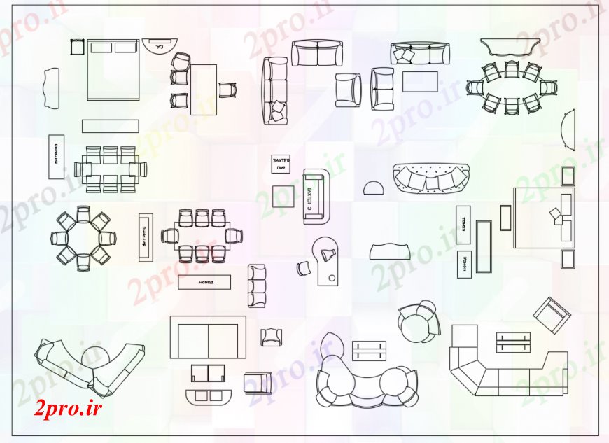 دانلود نقشه بلوک مبلمان خانه مبلمان طرحی بلوک جزئیات (کد100978)