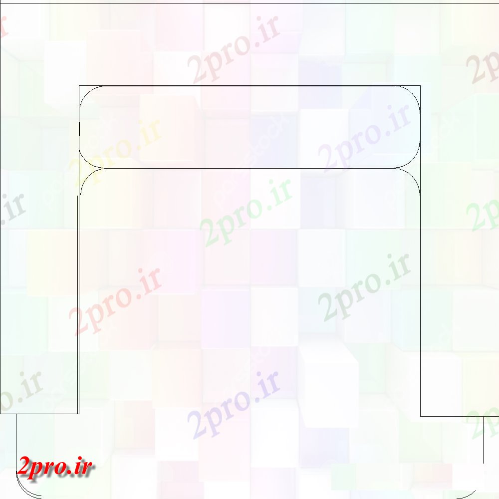 دانلود نقشه بلوک مبلمان جزئیات  طراحی های نمای بالای یک مبل نفره با بقیه دست مربع (کد100980)